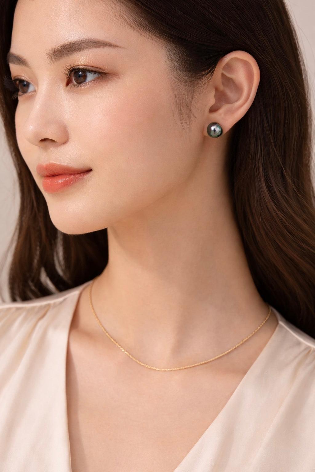 9–10mm罕有孔雀綠大溪地珍珠耳環