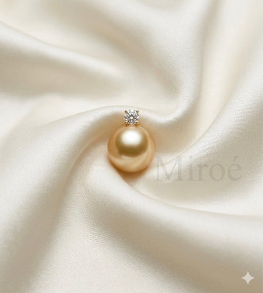 S925 Empress Freshwater Pearl Pendant | 10.6mm Round | Peach-Pink Luster