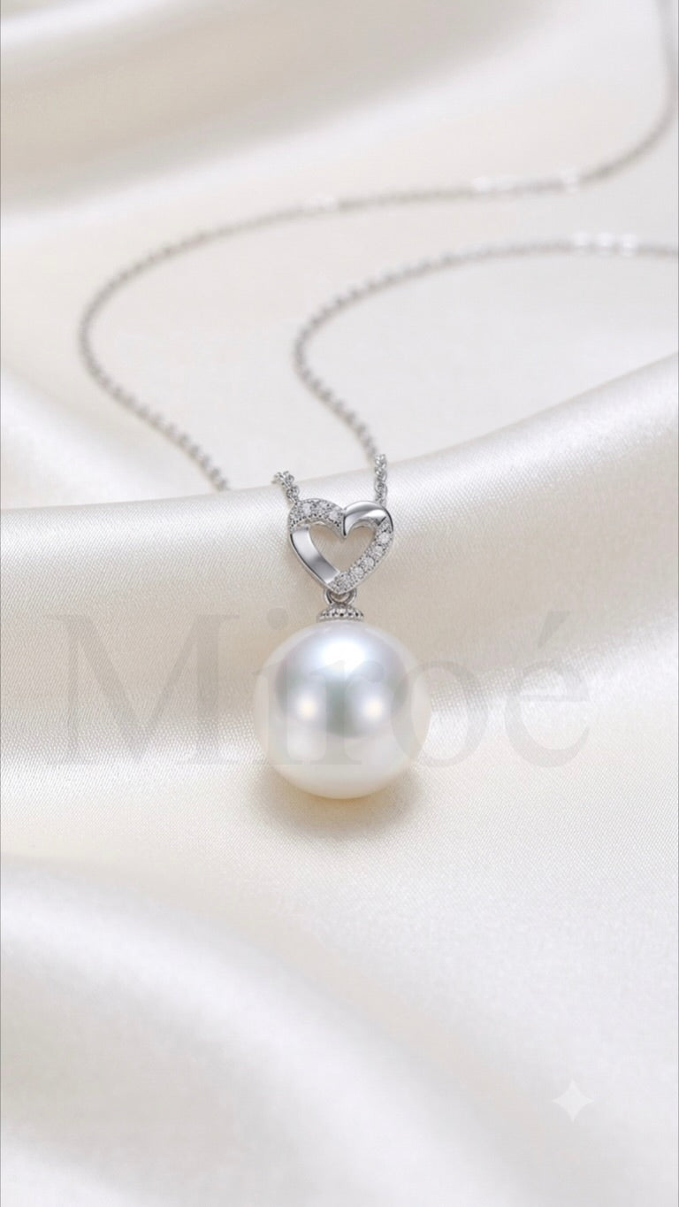 13mm Edison Freshwater White Pearl Heart Pendant