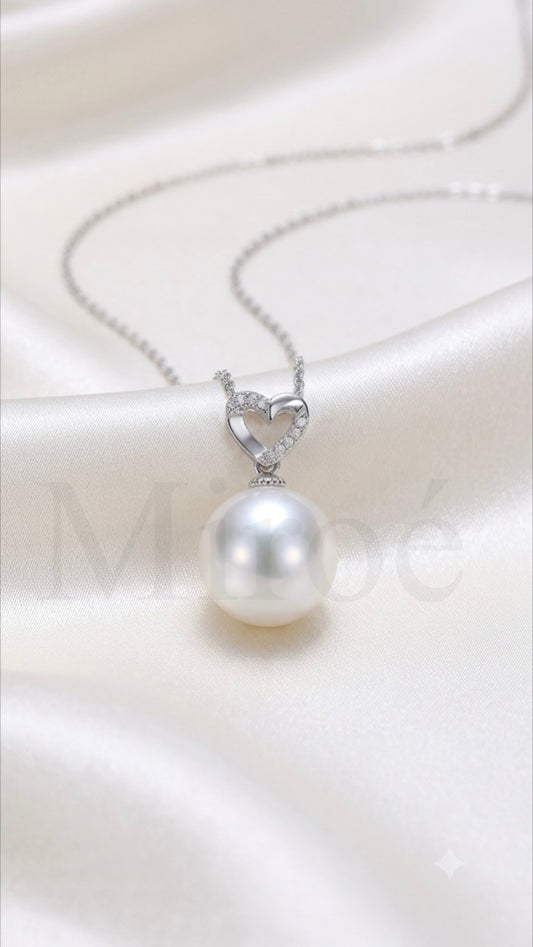 13mm Edison Freshwater White Pearl Heart Pendant