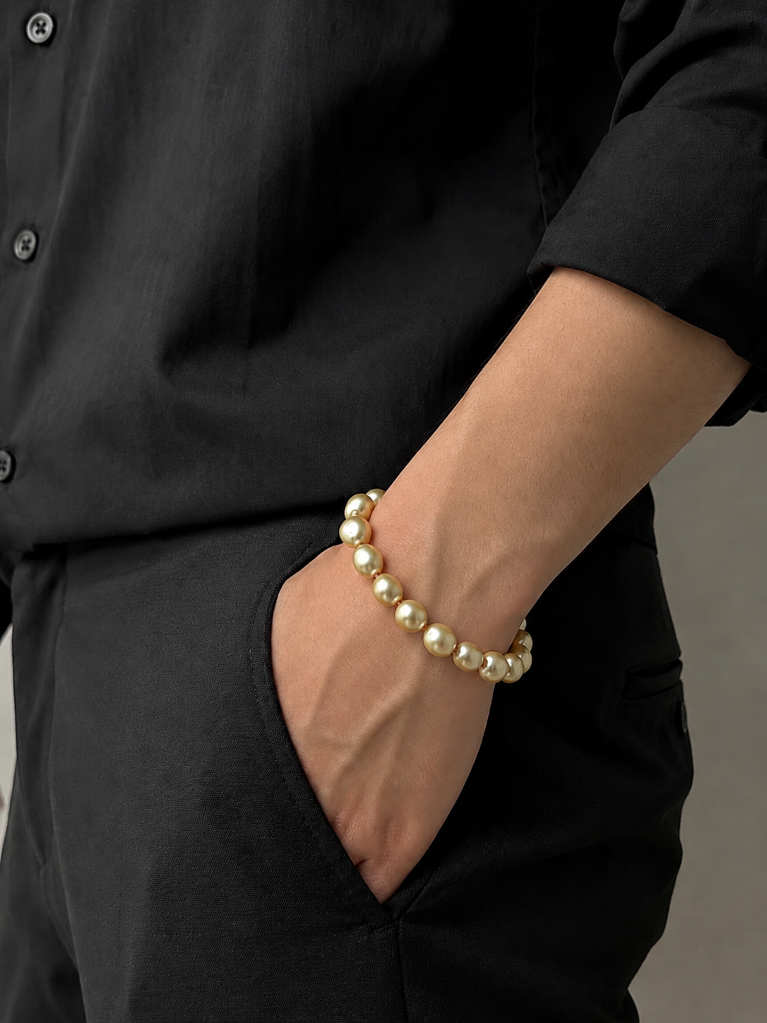 8-10mm South Sea Golden Baroque Pearl Bracelet