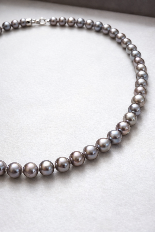 9–10mm Freshwater Mixed Grey Pearl Necklace | Men’s Series