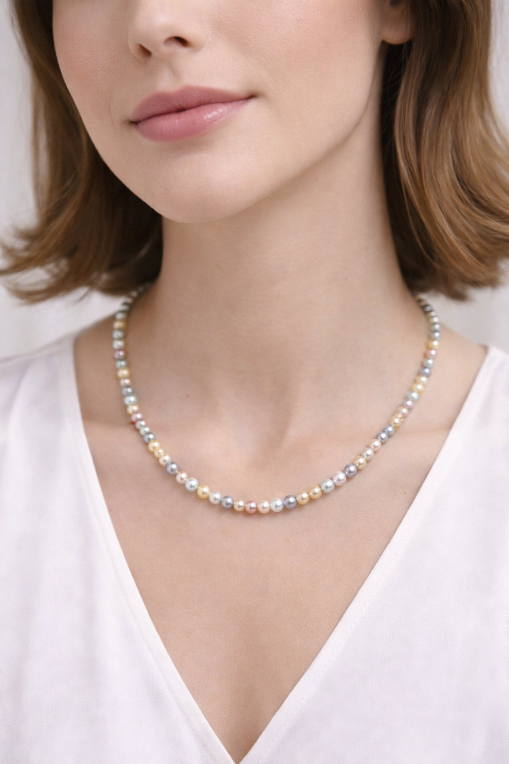 5mm 柔和系混色珍珠頸鏈