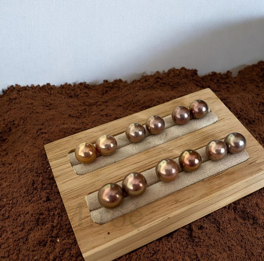 9-10mm & 10-11mm Metallic Green–Purple Pearls Earrings