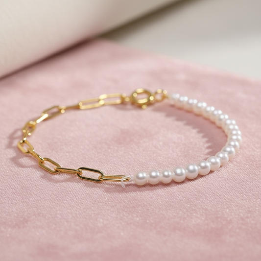 6-7mm Japanese Akoya Pearl X Chain Bracelet (Pre-Order)