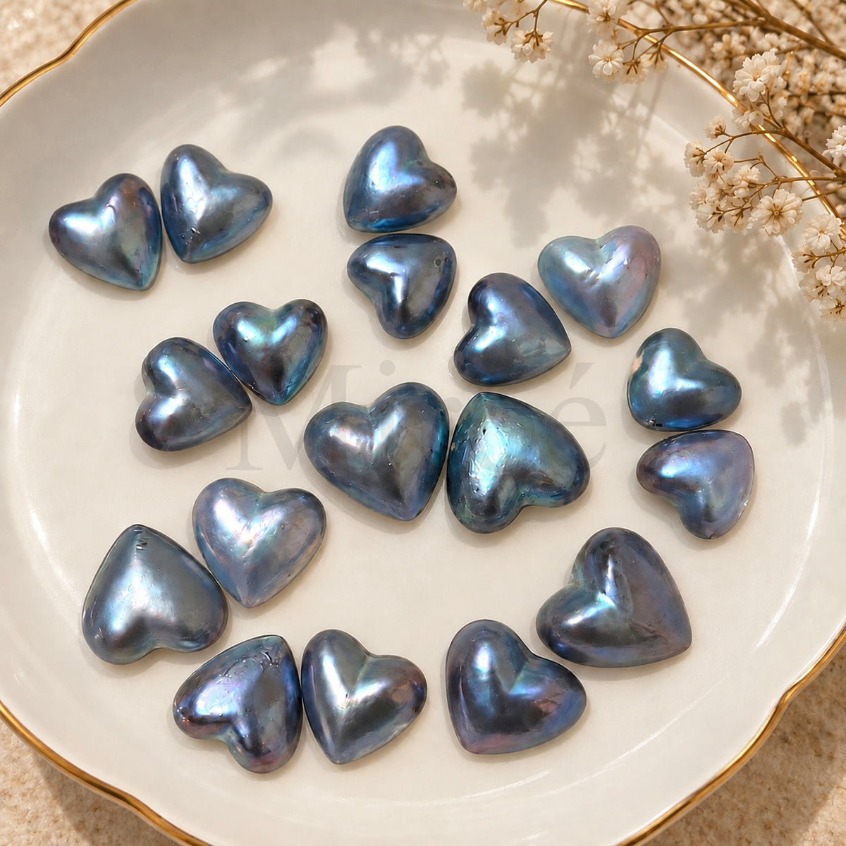 13mm / 18–19mm Blue Heart Mabe Pearl Earrings