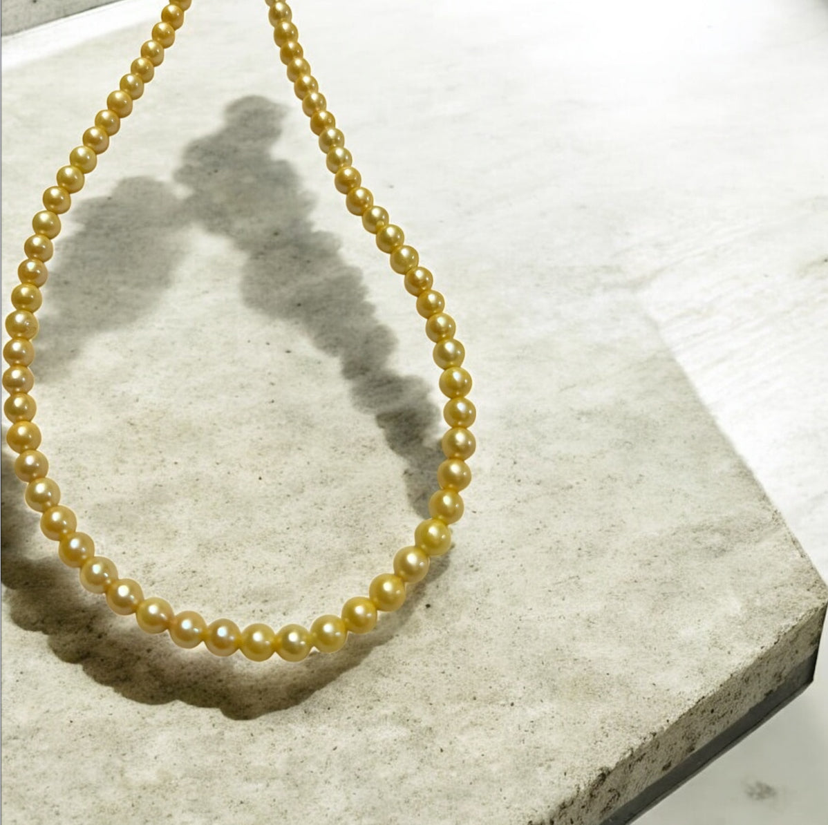 5.5-6mm Japanese Akoya "Feather Gold" Seawater Pearl Necklace