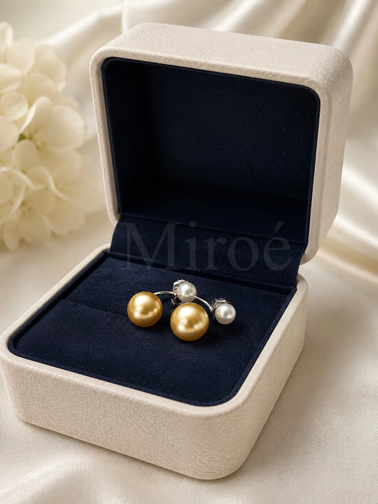 5-6mm Akoya × 9-11mmGolden South Sea Pearl Reversible Earrings (Made to You)