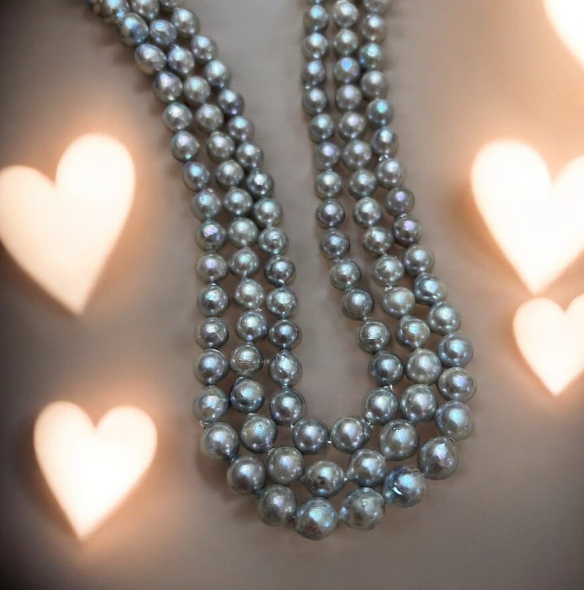 8mm Silver-Blue Tahitian Pearl Necklace