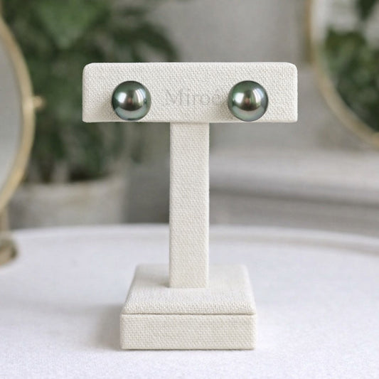 9mm Tahitian  Peacock Green Pearl Earrings