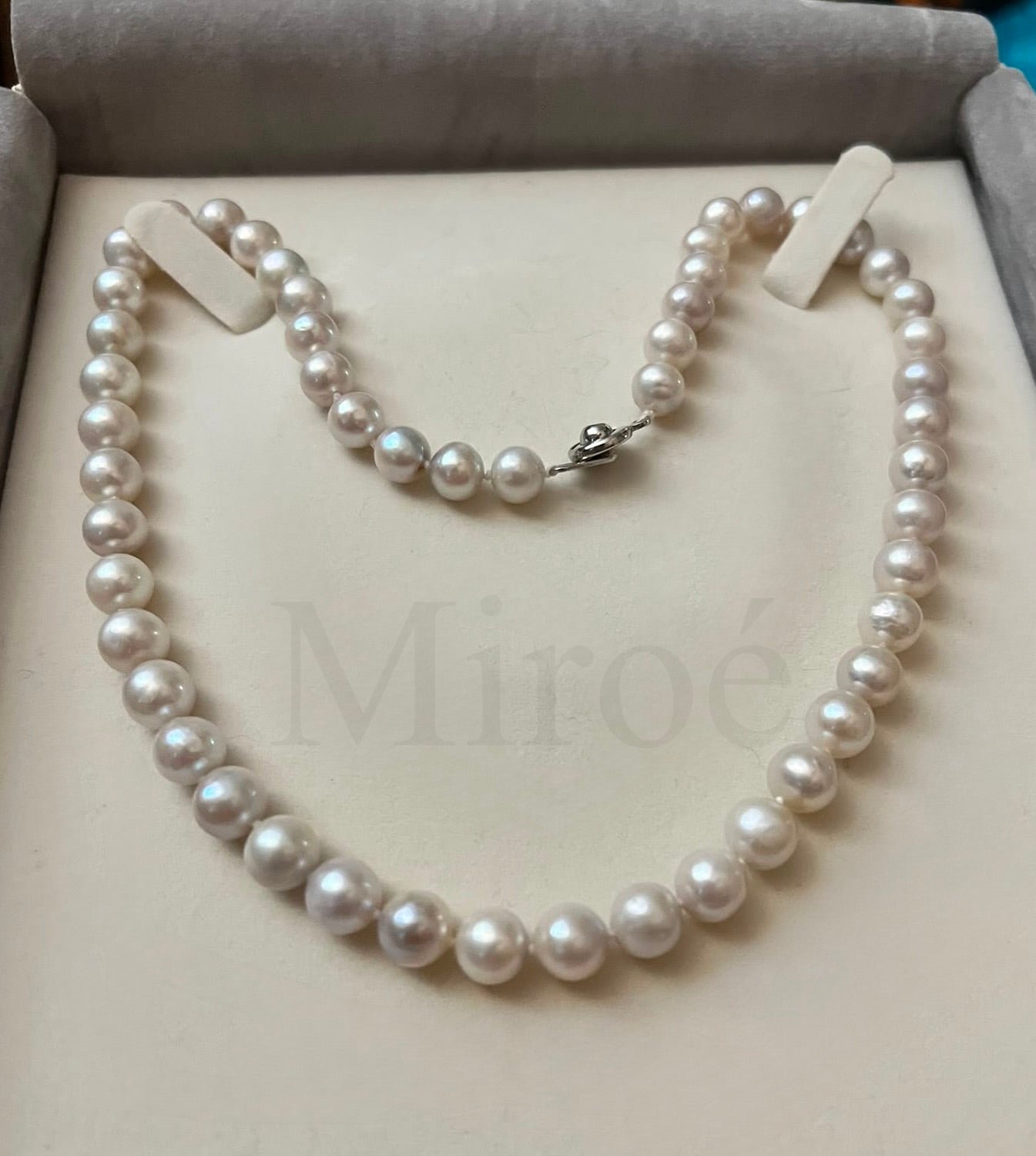 Rare Shintama Akoya Pearl Necklace | 7mm | Natural Pink-Grey Overtone | 42cm