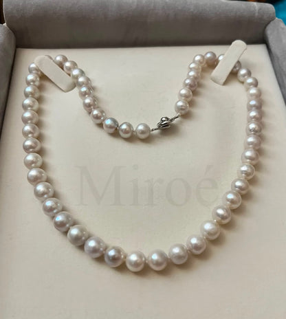 Rare Shintama Akoya Pearl Necklace | 7mm | Natural Pink-Grey Overtone | 42cm