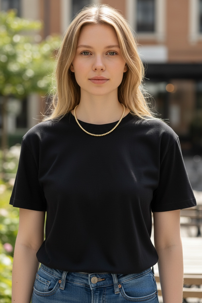 3-4mm 淡水BB金珍珠頸鏈