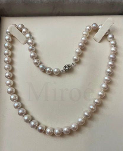 Rare Shintama Akoya Pearl Necklace | 7mm | Natural Pink-Grey Overtone | 42cm