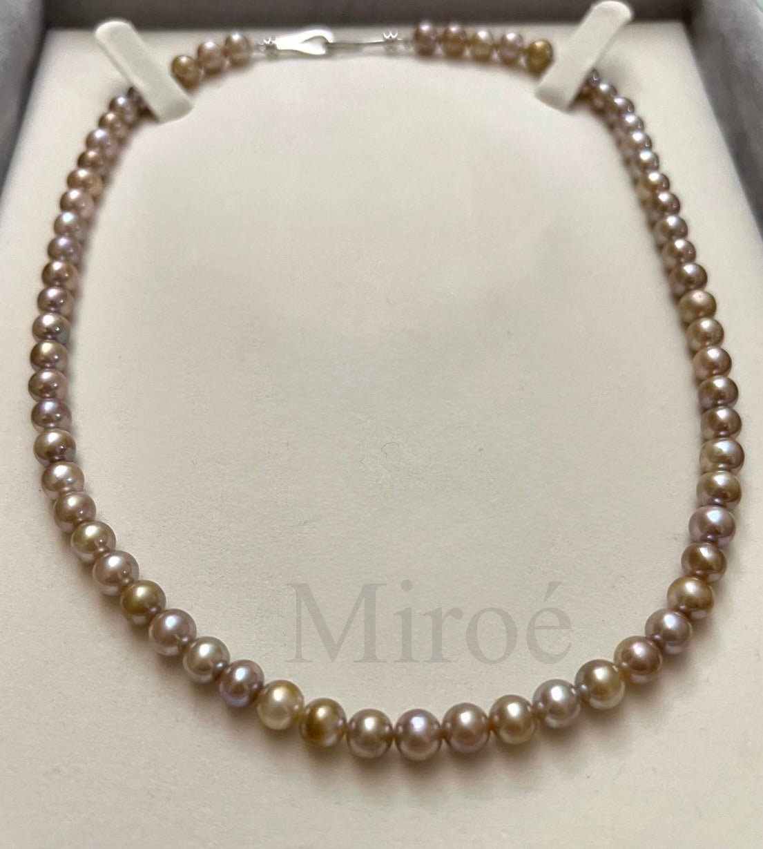 6mm Rare Golden Overtone Freshwater Pearl Necklace