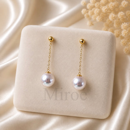 6–6.5mm 18K Akoya Pearl Drop Threader Earrings｜ Made to you Collection