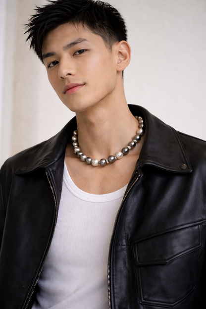 9-11mm 銀灰系混色大溪地珍珠頸鏈