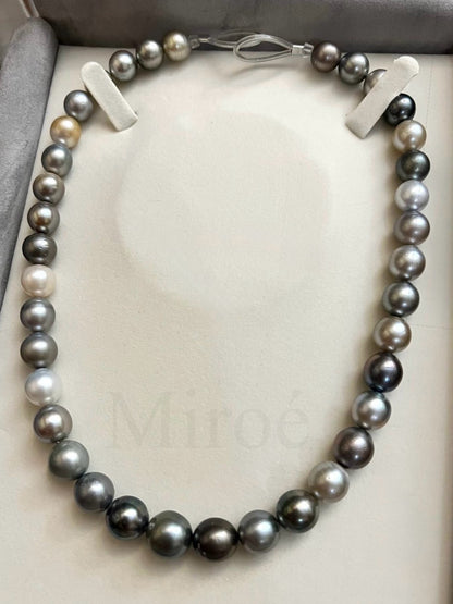 9-11mm 銀灰系混色大溪地珍珠頸鏈