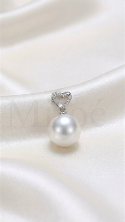 13mm Edison Freshwater White Pearl Heart Pendant