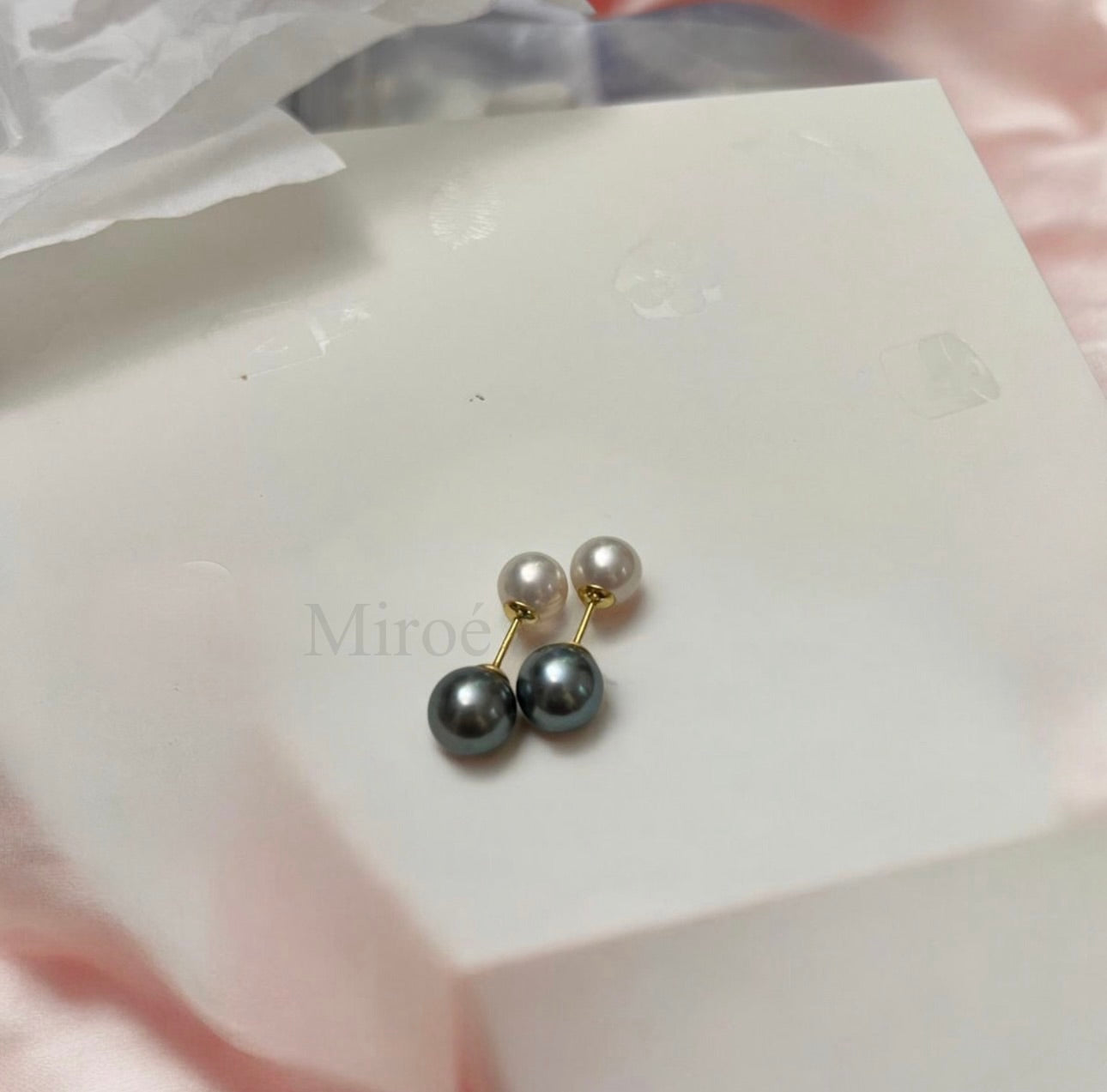 雙珠層次珍珠耳環 (專屬訂製系列)