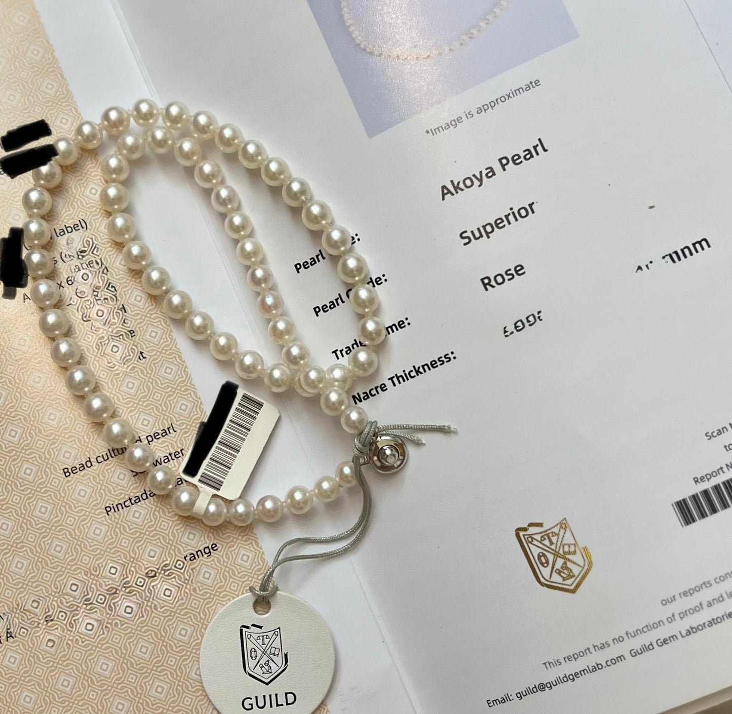 Japanese Saltwater Akoya Rose Pearl Necklace (with Guild Certificate)