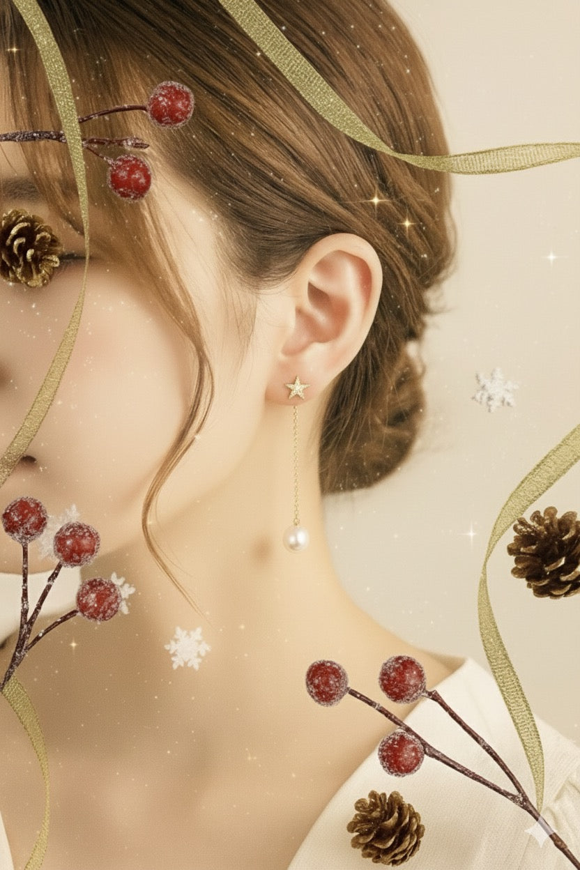 3-4mm 澳白珍珠配18K金耳綫 (專屬訂制系列)