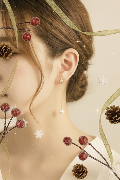 3-4mm 澳白珍珠配18K金耳綫 (專屬訂制系列)