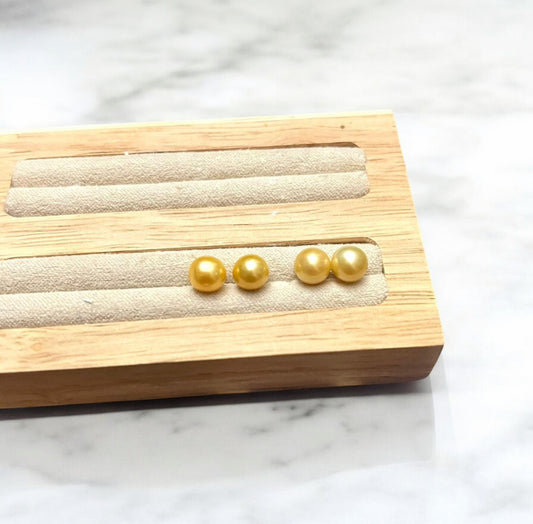 6.7mm Seawater South Sea Golden Pearl Earrings