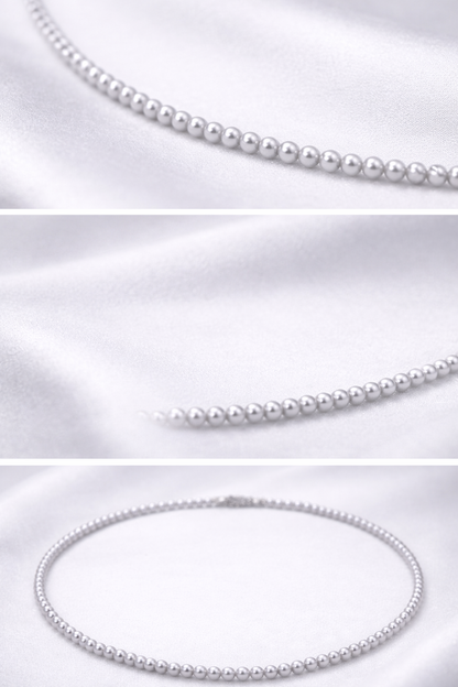3mm 正圓灰色淡水珍珠頸鏈