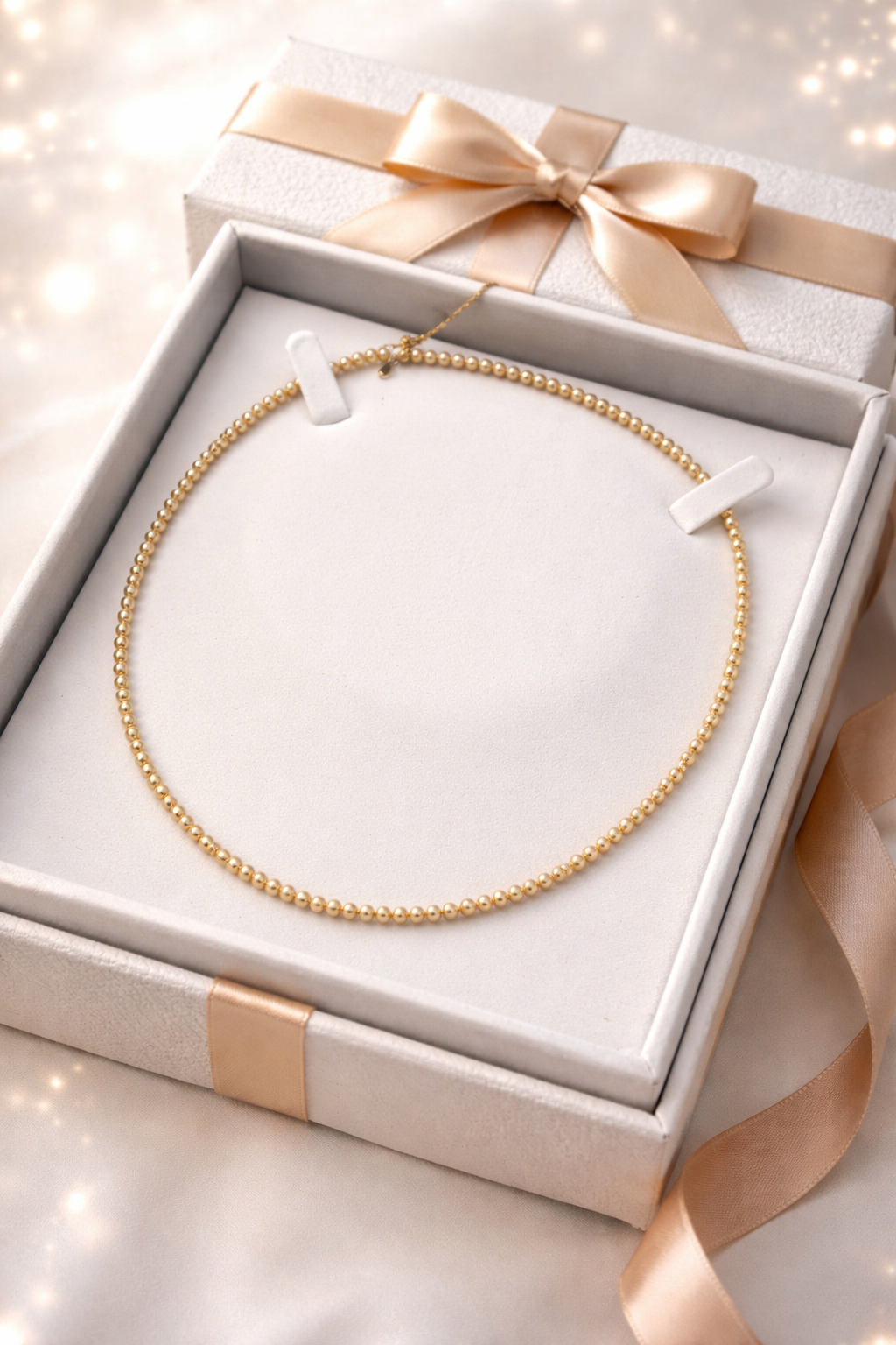 3-4mm 淡水BB金珍珠頸鏈
