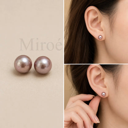 8–9mm Natural Lavender Freshwater Pearl Stud Earrings