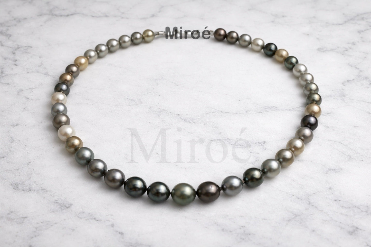 9-11mm 銀灰系混色大溪地珍珠頸鏈