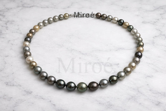9-11mm 銀灰系混色大溪地珍珠頸鏈
