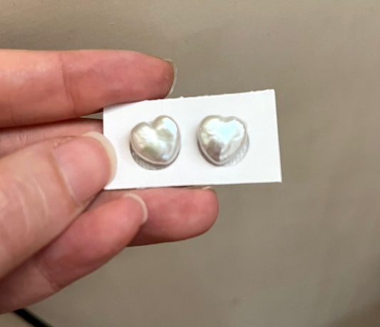 9mm Heart Freshwater Pearl Earrings