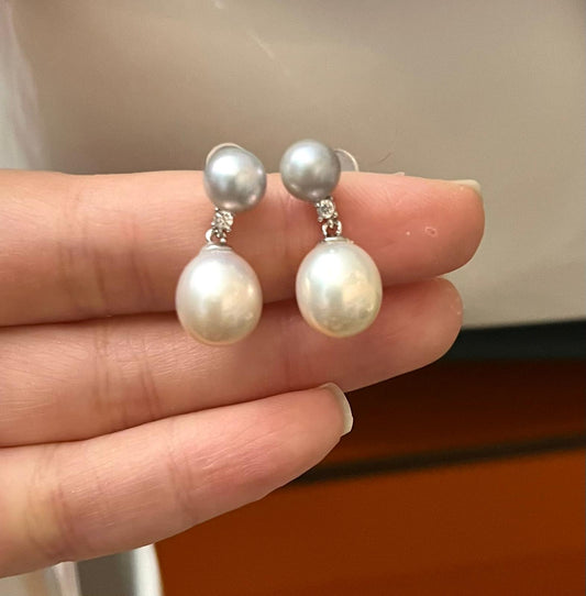 Japanese Seawater × Premium Freshwater Pearl Earrings