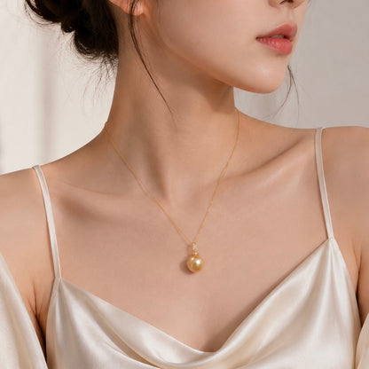 14mm Rich Golden South Sea Pearl Pendant