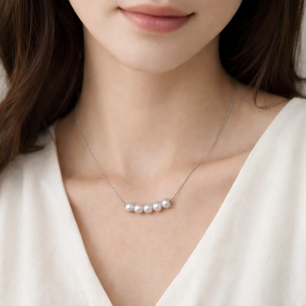 6-7mm Balance Bar Pearl Necklace