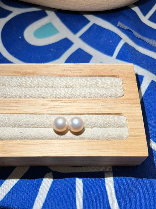 7.5mm Soft-Lustre Nucleated-Free Freshwater Pearl Earrings