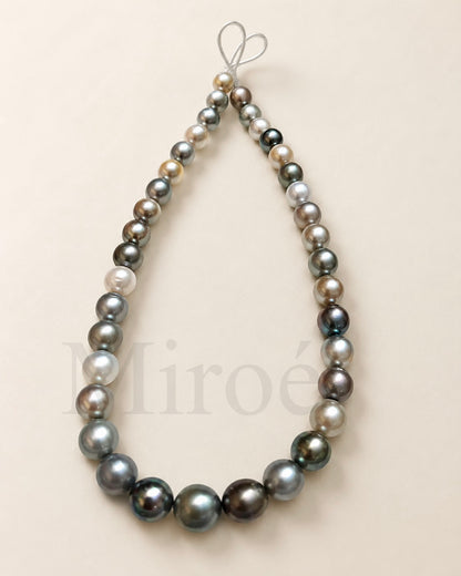11–13mm Rare Light-Toned Tahitian Multicolour Pearl Necklace