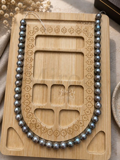 8mm Japanese Baroque Madama Pearl Necklace | Silver Grey