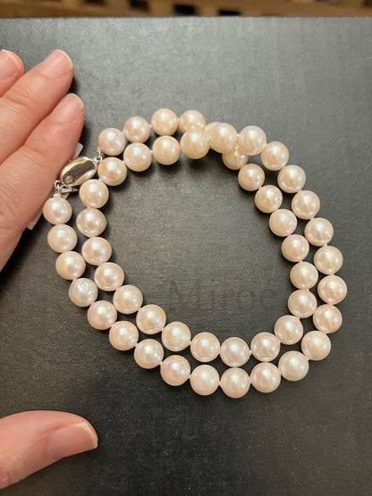 8-9mm Akoya 粉光珍珠頸鏈