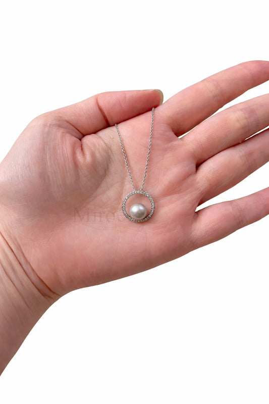 7–8mm 正圓淡水灰珍珠項鏈