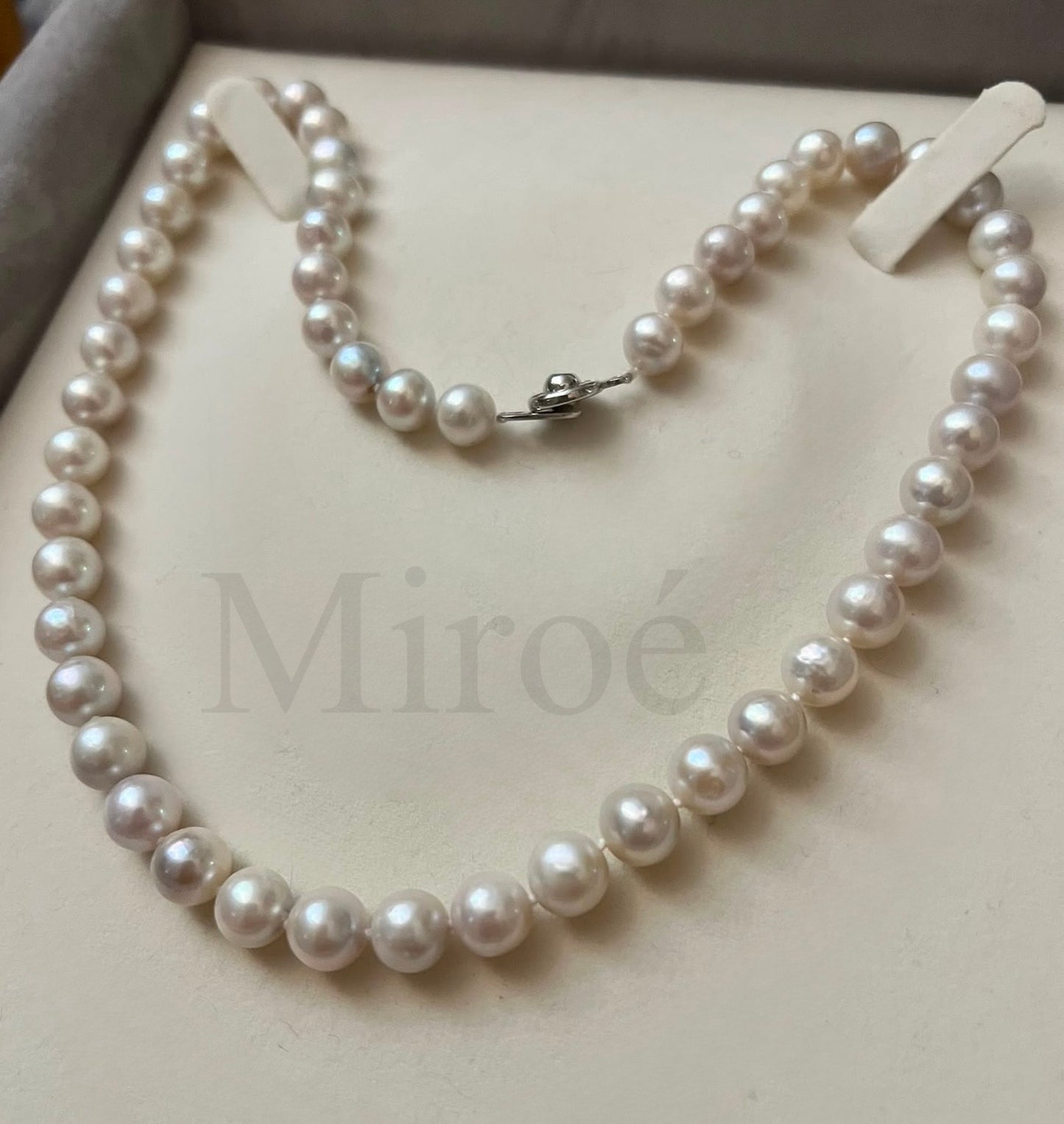 Rare Shintama Akoya Pearl Necklace | 7mm | Natural Pink-Grey Overtone | 42cm