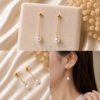 6–6.5mm 18K Akoya Pearl Drop Threader Earrings｜ Made to you Collection