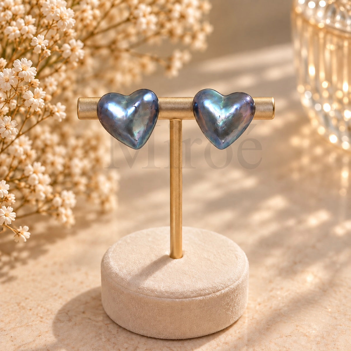 13mm / 18–19mm Blue Heart Mabe Pearl Earrings