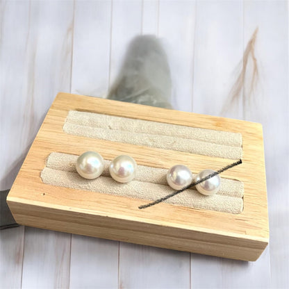 9.8mm 乾枯玫瑰色系賽澳白珍珠耳環