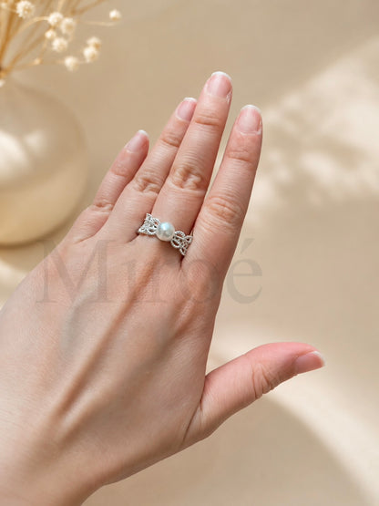 6mm Japanese Akoya Pearl Lace Ring
