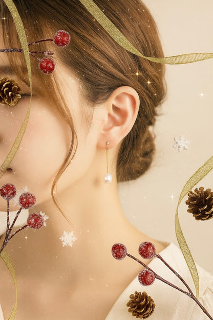 3-4mm 澳白珍珠配18K金耳綫 (專屬訂制系列)