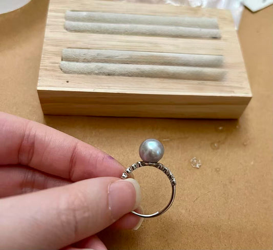 8.9 mm Japanese Akoya Shintama Baroque Ring