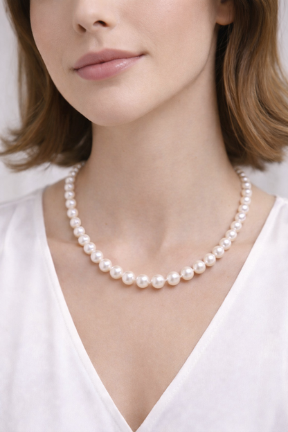 8-9mm Akoya 粉光珍珠頸鏈